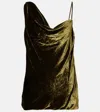 Dries Van Noten Draped Velvet Top In Green