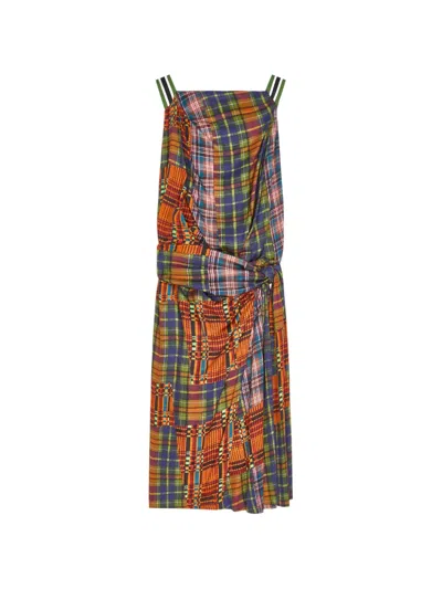 Dries Van Noten Draped Viscose Dress In Multi