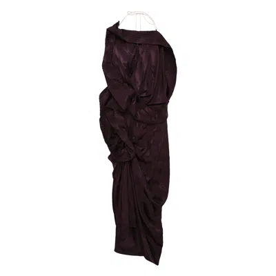Dries Van Noten Drapped Dress With Topstitch Dress In Burgundy