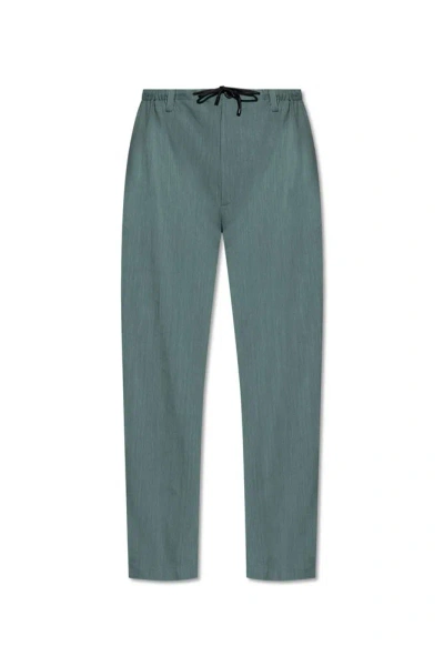 Dries Van Noten Drawstring Straight Leg Pants In Green