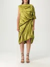 Dries Van Noten Asymmetric Neckline Draped Satin Short Sleeves