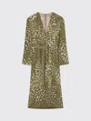 Dries Van Noten Dress With Belt And Khaki Green Print In Green