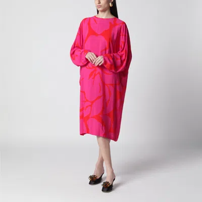 Dries Van Noten Dress With Fuchsia Print In Viscose In Pink