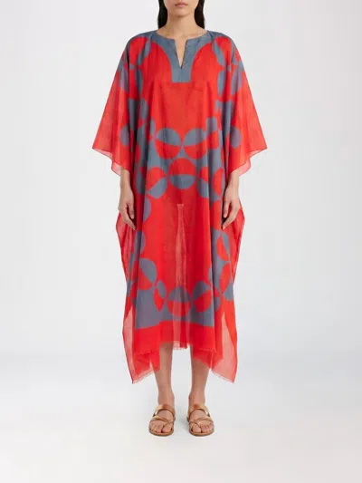 Dries Van Noten Cotton Kaftan Dress With Optical Print In Multi