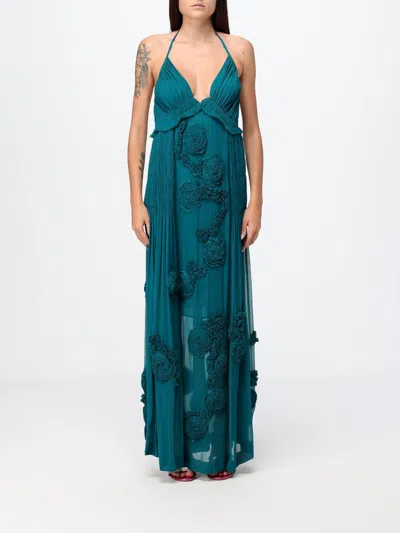 Dries Van Noten Dress Woman Color Petroleum Blue In Green