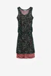 Dries Van Noten Printed Mesh Layered Midi Dress In Green