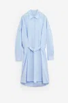 Dries Van Noten Dindi Belted Long-sleeve Shirtdress In Blue