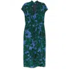 Dries Van Noten Dilian Printed Silk Midi Dress In Green/blue