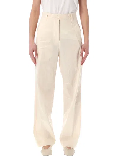Dries Van Noten High-waist Cotton Trousers In White