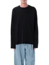 Dries Van Noten Long Sleeve Crew Neck Cotton T-shirt In Black