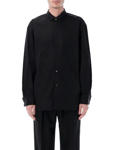 Dries Van Noten Butterfly Collar Tuxedo Shirt Oversized Fit In Black