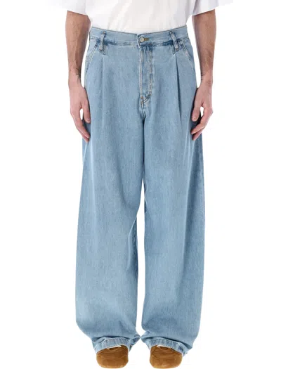 Dries Van Noten Pleated Wide Jeans In Blue