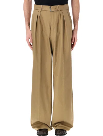 Dries Van Noten Cotton-blend Satin Straight-leg Pants In Neutral