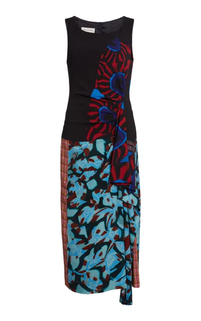 Dries Van Noten Dropps Crepe Midi Dress In Multi