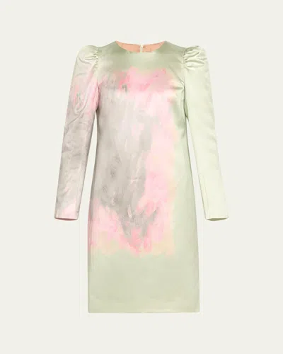 Dries Van Noten Duffy Paint Stroke Print Dress In Green