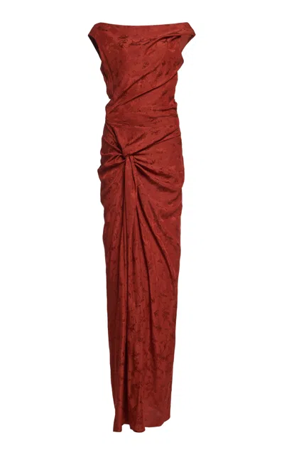Dries Van Noten Dumas Draped Maxi Dress In Burgundy