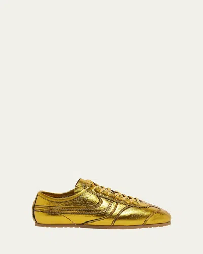 DRIES VAN NOTEN DUSTIN LOW-TOP METALLIC LEATHER SNEAKERS