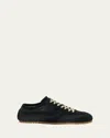 Dries Van Noten Dustin Mesh Leather Low-top Sneakers In Black