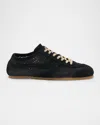 Dries Van Noten Dustin Mesh Leather Low-top Sneakers In Black