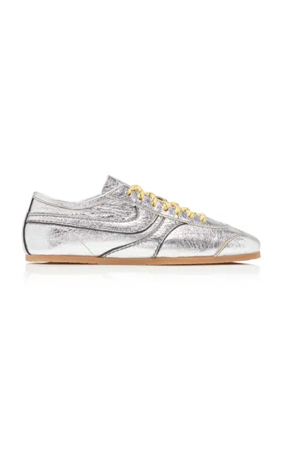 DRIES VAN NOTEN METALLIC LEATHER SNEAKERS