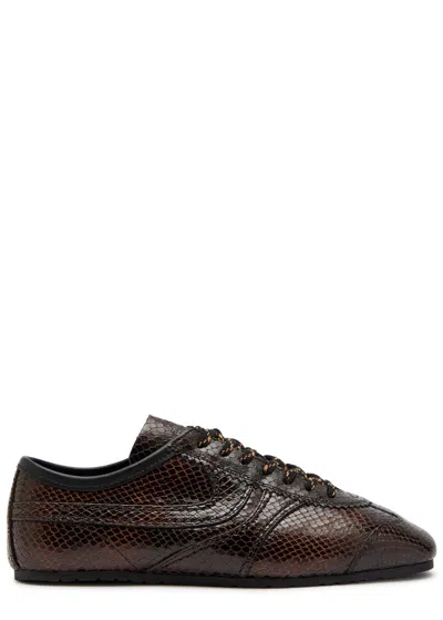 Dries Van Noten Dustin Python-effect Leather Trainers In Brown