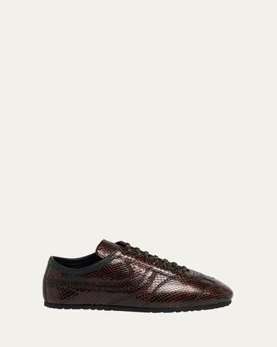 DRIES VAN NOTEN DUSTIN SNAKE-EMBOSSED LEATHER RETRO SNEAKERS