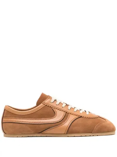 Dries Van Noten Suede Low Top Sneakers In Tan