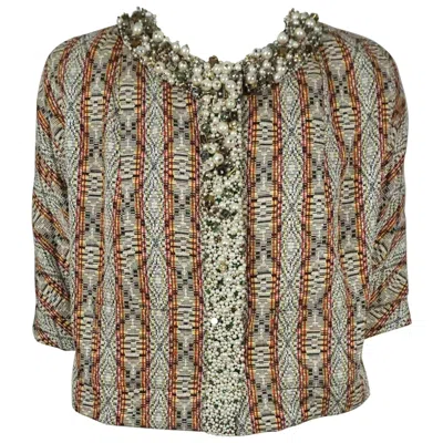 Pre-owned Dries Van Noten Earthtones Brocade Cropped Jacket In Brown