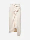 Dries Van Noten Women Ecru Cotton Draped Midi Skirt