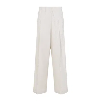 Dries Van Noten Ecru Pila Cotton Pants In White
