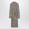 Dries Van Noten Polka Dot Dress With Bow And Belt In Gray
