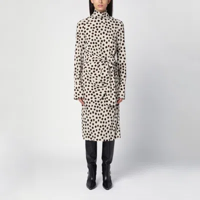 Dries Van Noten Écru Polka Dot Dress With Bow In Cream