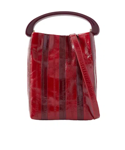 Dries Van Noten Eel-effect Leather Shoulder Bag In Burgundy