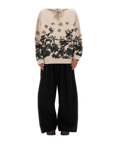 Dries Van Noten Wide-leg Trousers Back Pocket In Neutral
