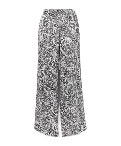 Dries Van Noten Pleated Printed Silk-satin Wide-leg Pants In Black