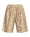 Dries Van Noten Animal Print Sequin Embellished Knee-length Shorts In Brown