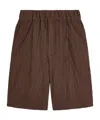 Dries Van Noten Crinkled Knee Length Pleated Bermuda Shorts In Brown