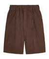 Dries Van Noten Crinkled Knee Length Pleated Bermuda Shorts In Brown