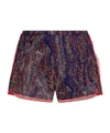 Dries Van Noten Lace Trim Elastic Waistband Textured Fabric Shorts In Multi-color