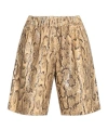 Dries Van Noten Animal Print Sequin Embellished Knee-length Shorts In Nude