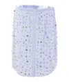 Dries Van Noten Embellished Elastic Waistband Skirt With Button Detailing In Blue