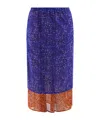 Dries Van Noten Purple & Orange Mesh Midi Skirt In Blue