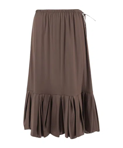Dries Van Noten Elastic Waist Skirt In Brown