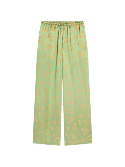Dries Van Noten Elasticated Jacquard Trousers In Green