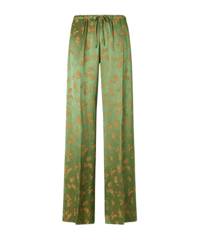 Dries Van Noten Elasticated Jacquard Trousers In Green