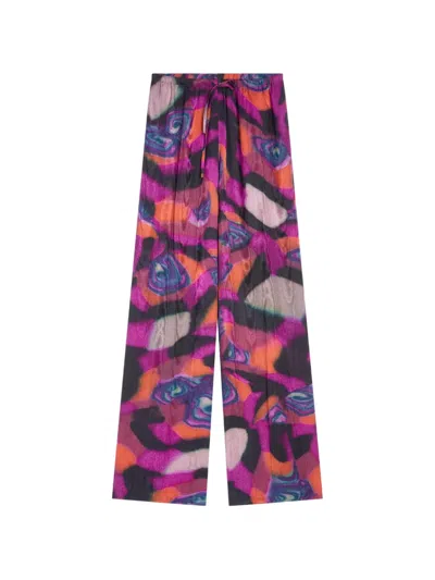 Dries Van Noten Elasticated Moiré Pants In Multi