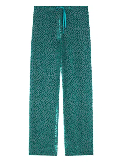 Dries Van Noten Elasticated Polka-dot Trousers In Green
