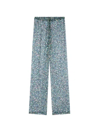 Dries Van Noten Elasticated Silk Pants In Blue