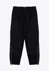 Dries Van Noten Black Cargo Trousers With Drawstring Men In Black