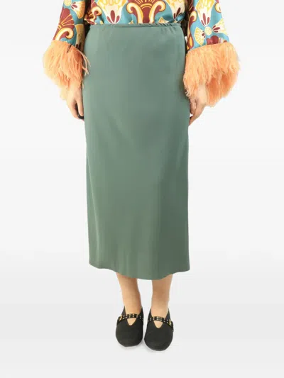 Pre-owned Dries Van Noten Elasticated-waist Midi Skirt In Green